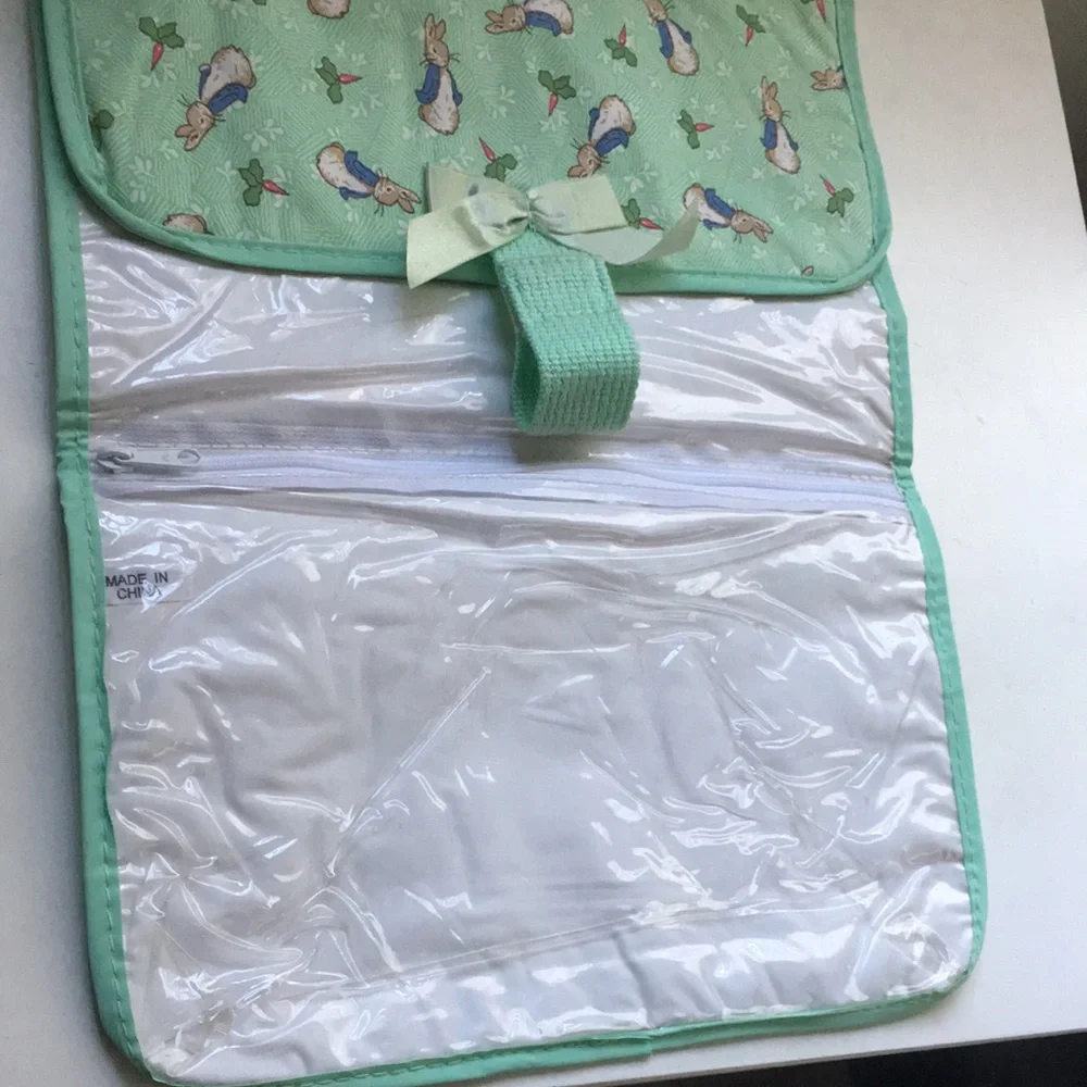 Green Peter Rabbit Accessory Organizer Clear Pockets Baby Bottle Insulated Bag